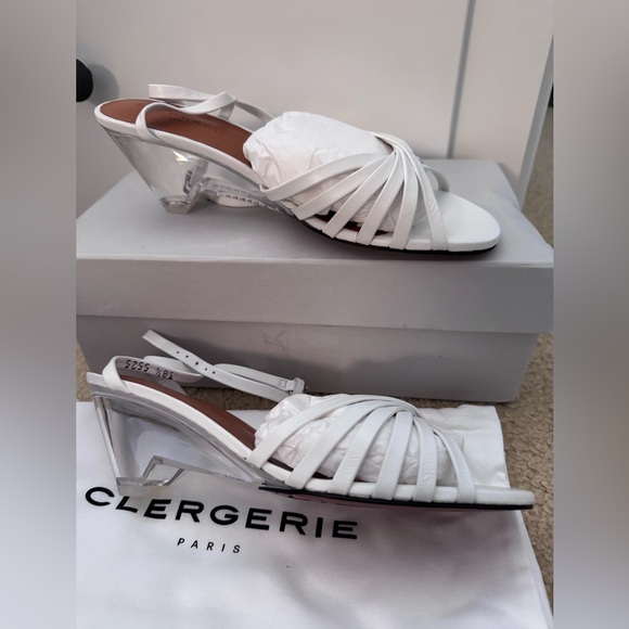 NEW‼️CLERGERIE Dita Leather Strappy Sandals Sz. 8 US/38 EU White - Picture 8 of 12